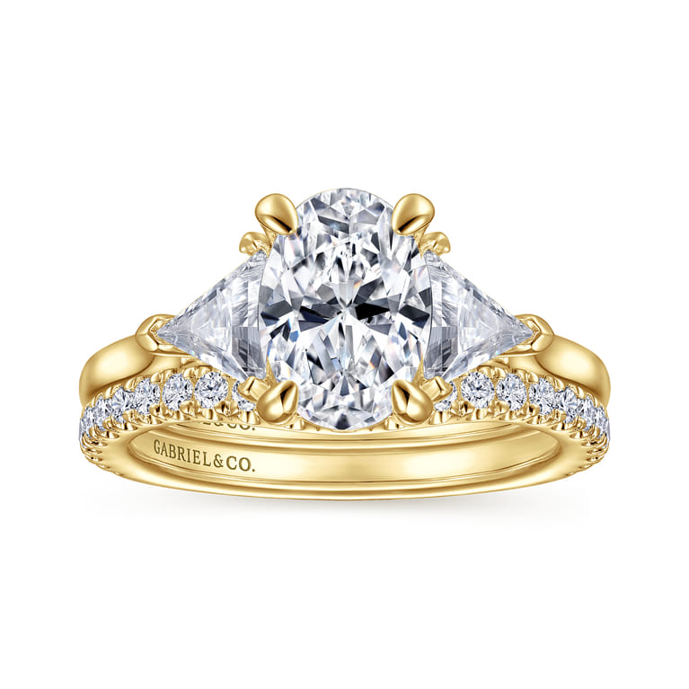Maloney - 14K Yellow Gold Oval Three Stone Diamond Engagement Ring - 0.43 ct - Shot 4