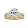 Isadora - 14K Yellow Gold Oval Three Stone Diamond Engagement Ring - 0.72 ct