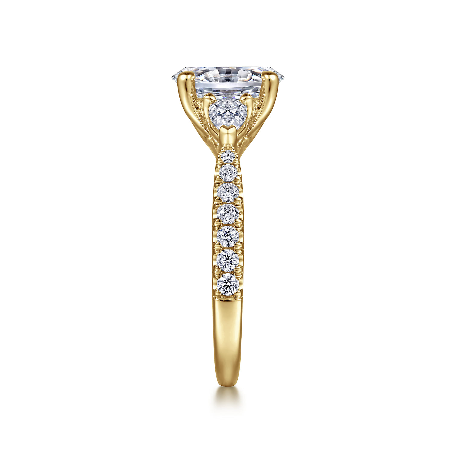 Isadora - 14K Yellow Gold Oval Three Stone Diamond Engagement Ring - 0.72 ct - Shot 5