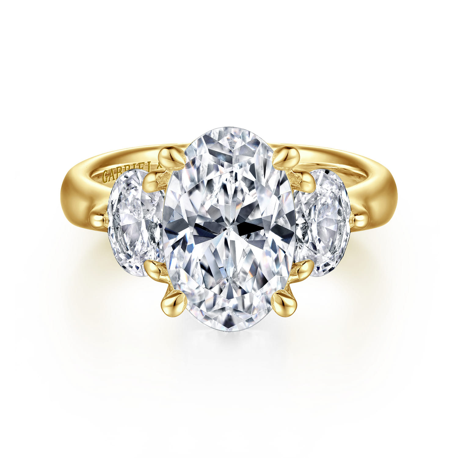 Laynie - 14K Yellow Gold Oval Three Stone Diamond Engagement Ring - 1 ct - Shot 1