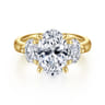 Laynie - 14K Yellow Gold Oval Three Stone Diamond Engagement Ring - 1 ct