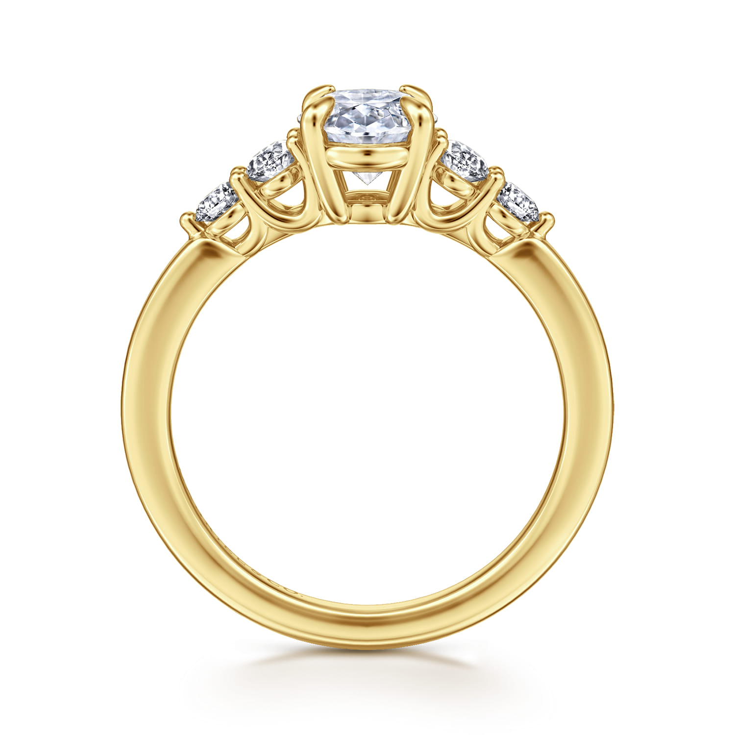 Wave - 14K Yellow Gold Oval Diamond Engagement Ring - 0.4 ct - Shot 2