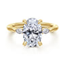 Dela - 14K Yellow Gold Three Stone Oval Diamond Engagement Ring - 0.17 ct