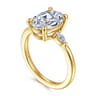Dela - 14K Yellow Gold Three Stone Oval Diamond Engagement Ring - 0.17 ct