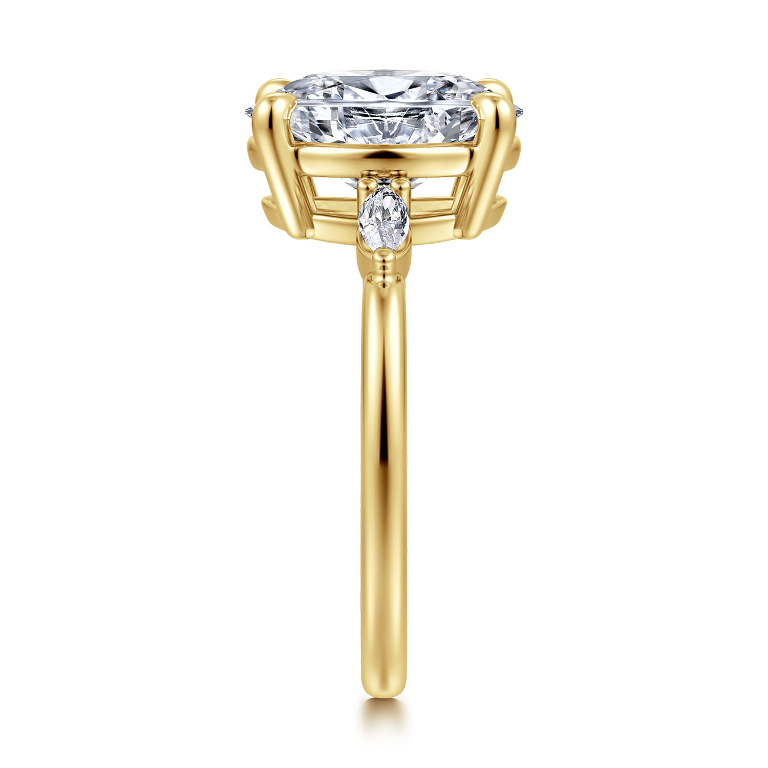 Dela - 14K Yellow Gold Three Stone Oval Diamond Engagement Ring - 0.17 ct - Shot 4