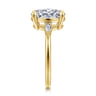Dela - 14K Yellow Gold Three Stone Oval Diamond Engagement Ring - 0.17 ct
