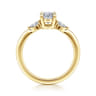 Dela - 14K Yellow Gold Three Stone Oval Diamond Engagement Ring - 0.17 ct