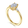 Dela - 14K Yellow Gold Three Stone Oval Diamond Engagement Ring - 0.17 ct