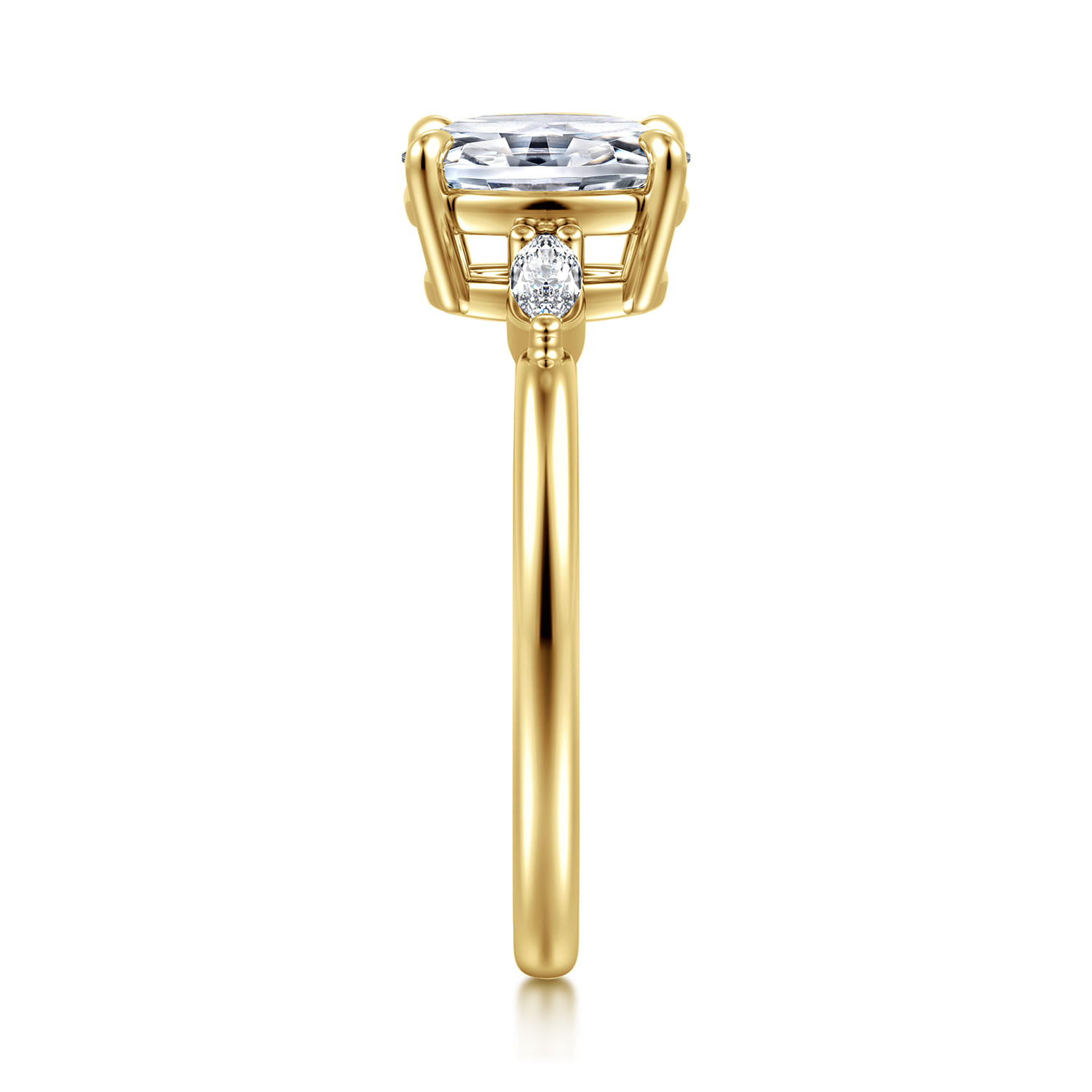 Dela - 14K Yellow Gold Three Stone Oval Diamond Engagement Ring - 0.17 ct - Shot 4