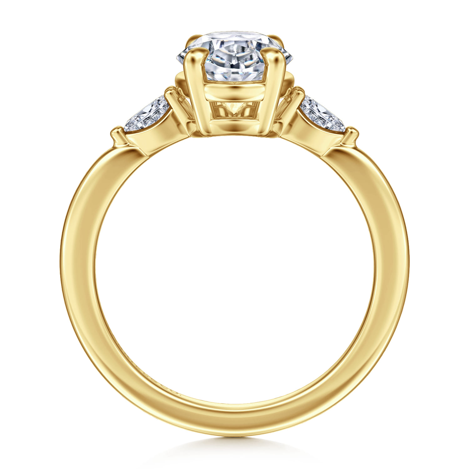Dela - 14K Yellow Gold Three Stone Oval Diamond Engagement Ring - 0.17 ct - Shot 2