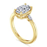 Dela - 14K Yellow Gold Three Stone Oval Diamond Engagement Ring - 0.17 ct
