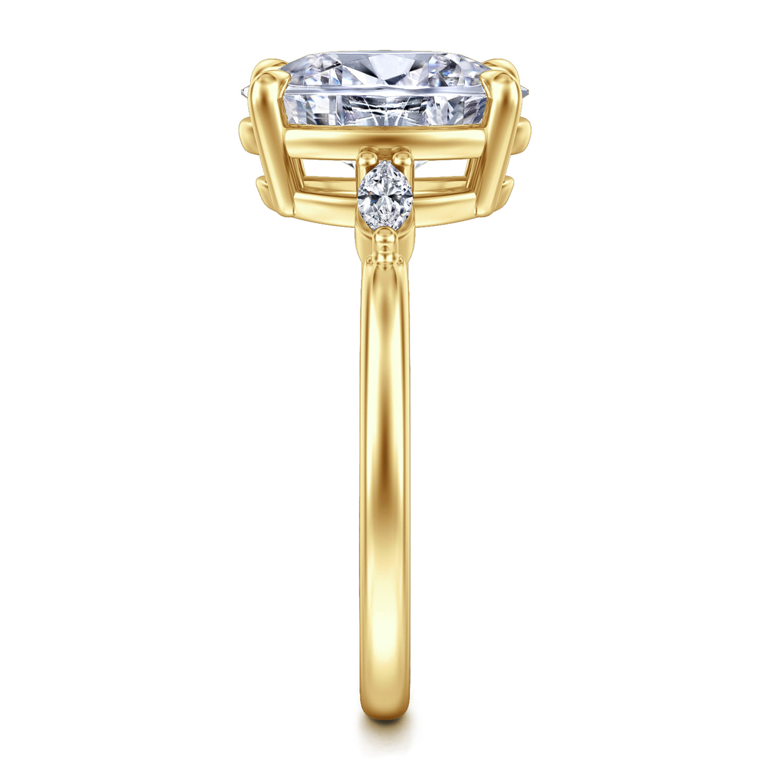 Dela - 14K Yellow Gold Three Stone Oval Diamond Engagement Ring - 0.17 ct - Shot 5
