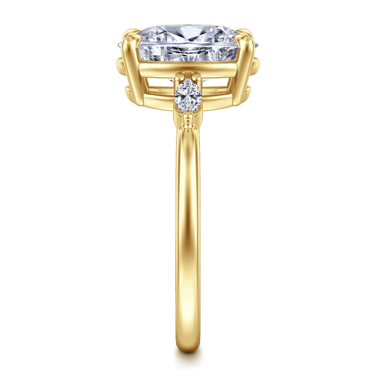 Dela - 14K Yellow Gold Three Stone Oval Diamond Engagement Ring - 0.17 ct - Shot 5