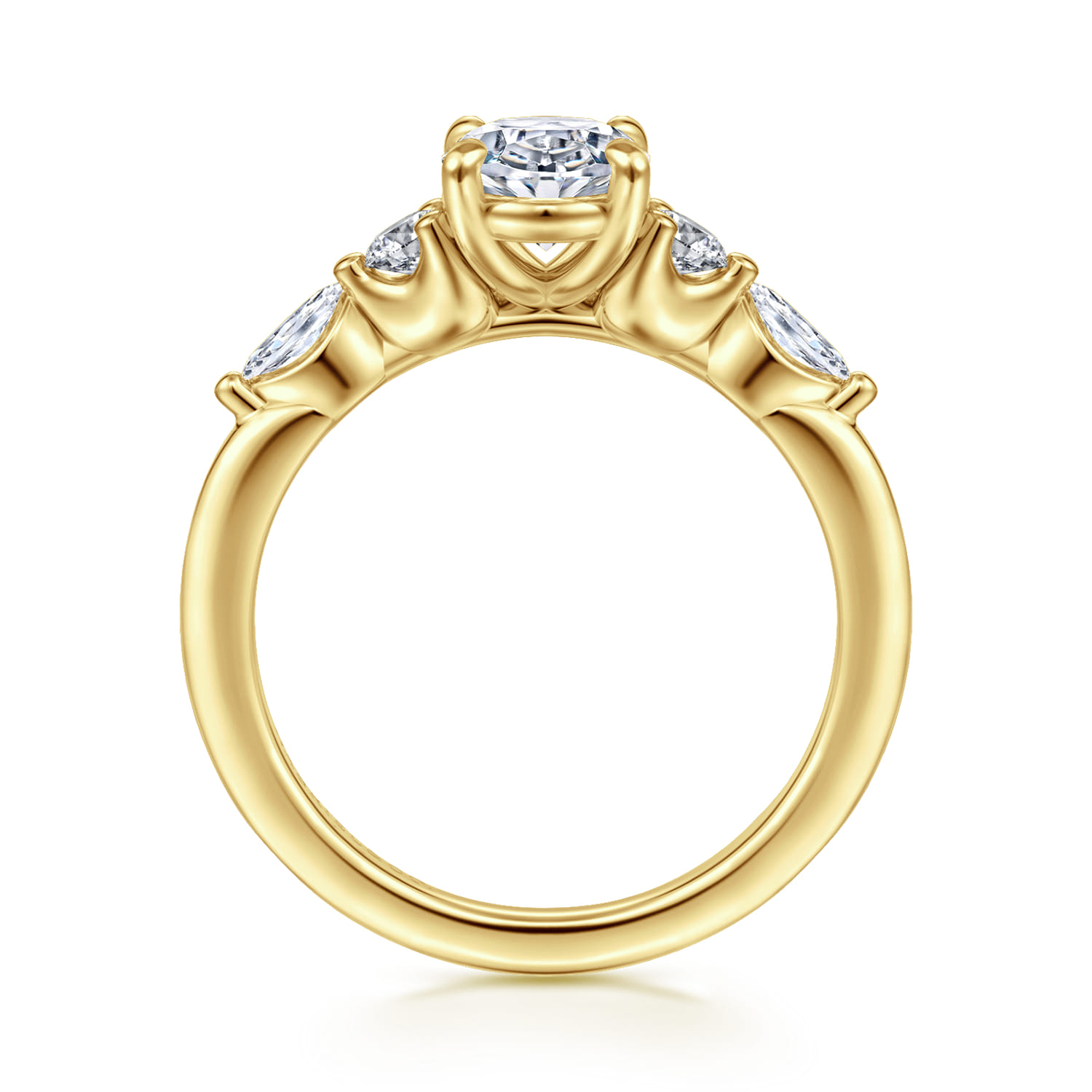 Cian - 14K Yellow Gold Oval Five Stone Diamond Engagement Ring - 0.34 ct - Shot 2