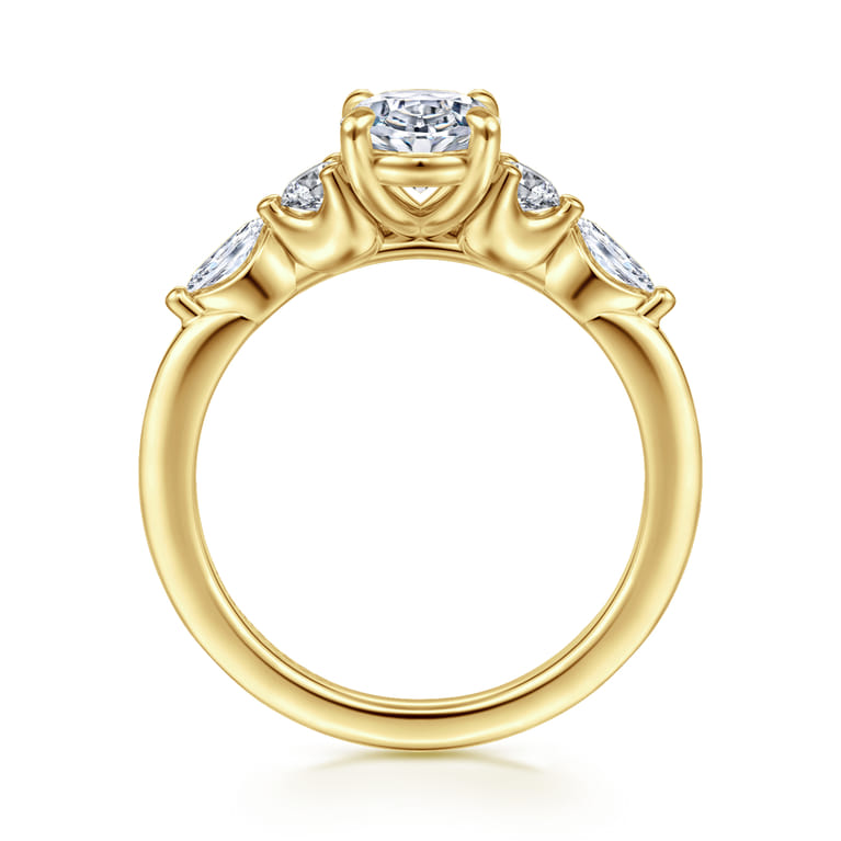 Cian - 14K Yellow Gold Oval Five Stone Diamond Engagement Ring - 0.34 ct - Shot 2