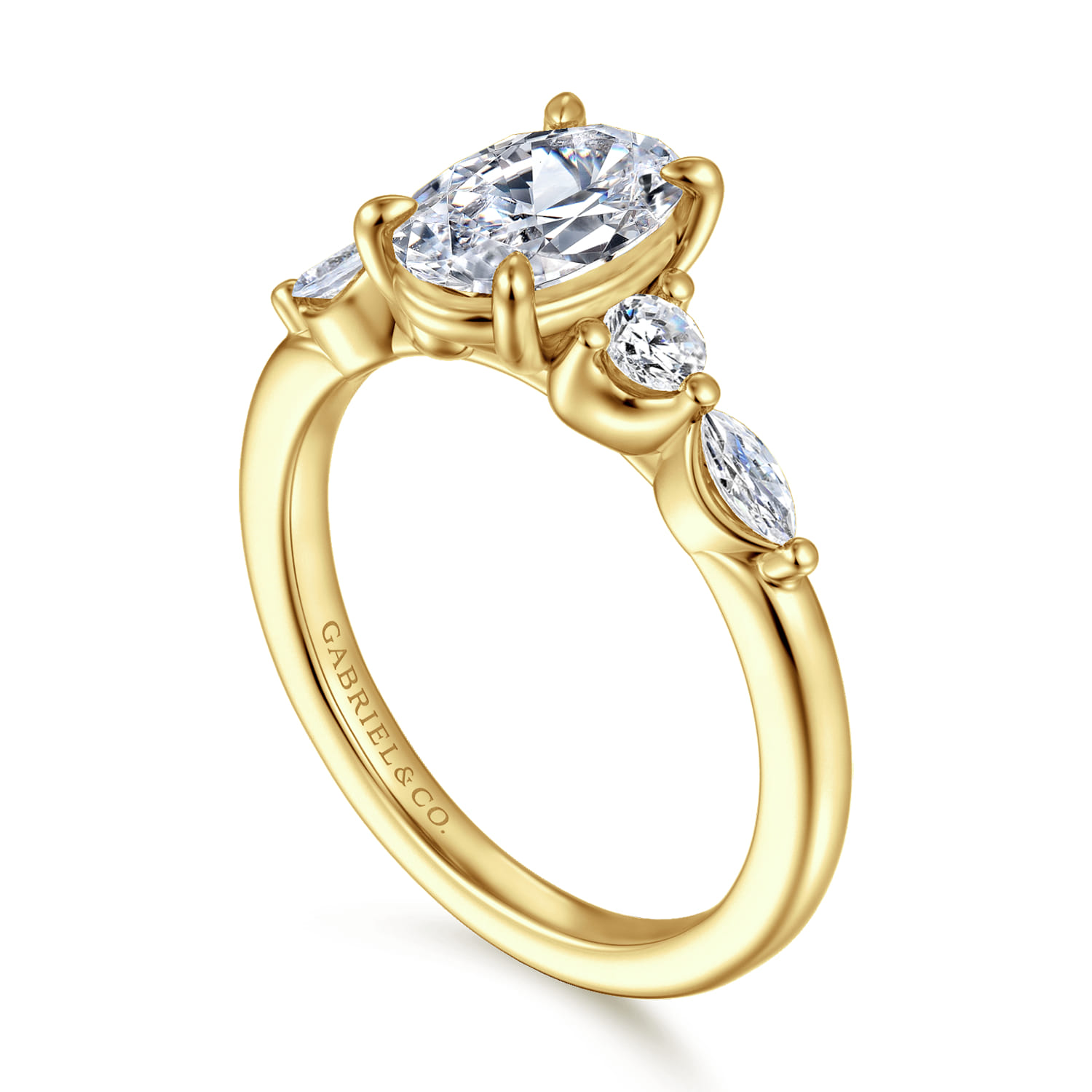 Cian - 14K Yellow Gold Oval Five Stone Diamond Engagement Ring - 0.34 ct - Shot 3