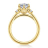 Blaise - 14K Yellow Gold 6 Prong Oval Three Stone Diamond Engagement Ring - 0.08 ct