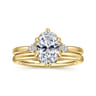 Blaise - 14K Yellow Gold 6 Prong Oval Three Stone Diamond Engagement Ring - 0.08 ct