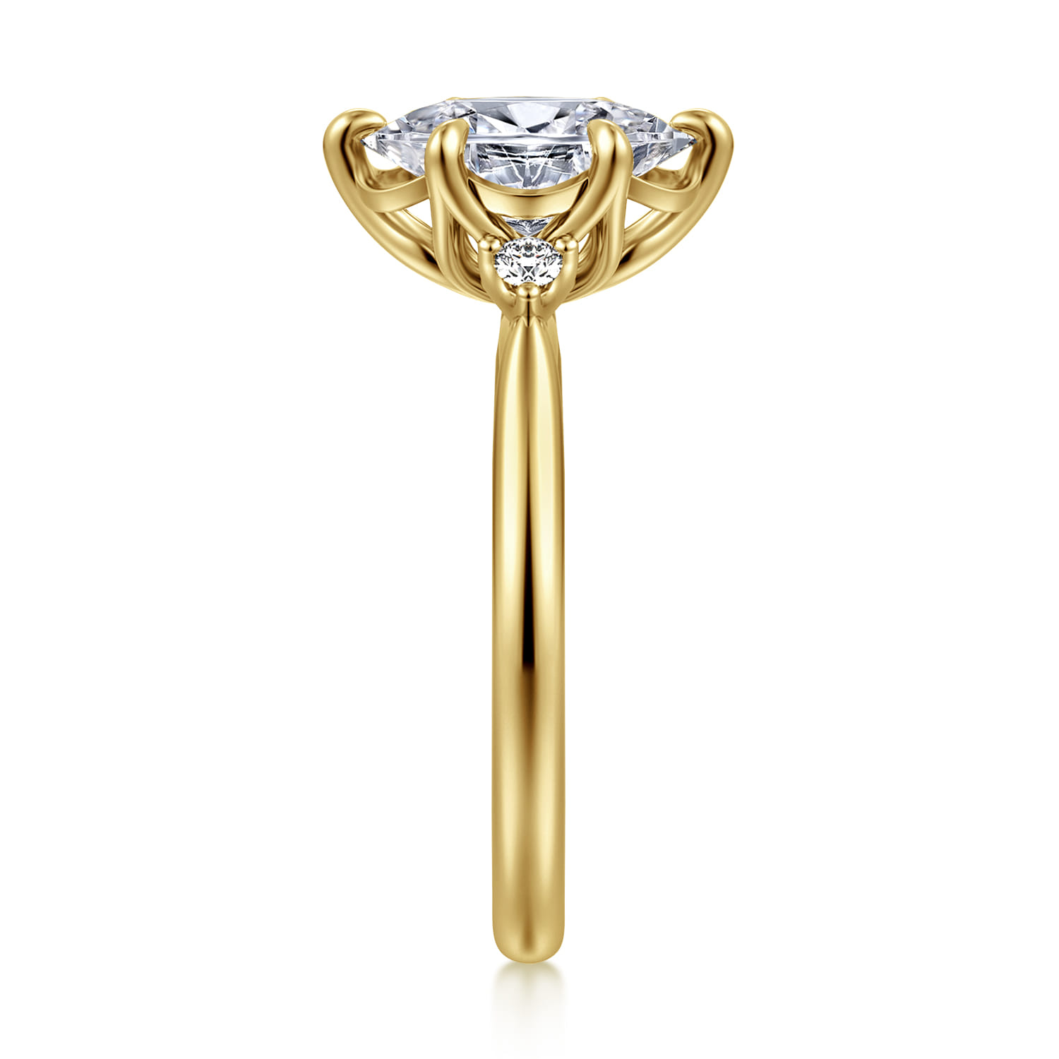 Blaise - 14K Yellow Gold Oval Three Stone Diamond Engagement Ring - 0.08 ct - Shot 4