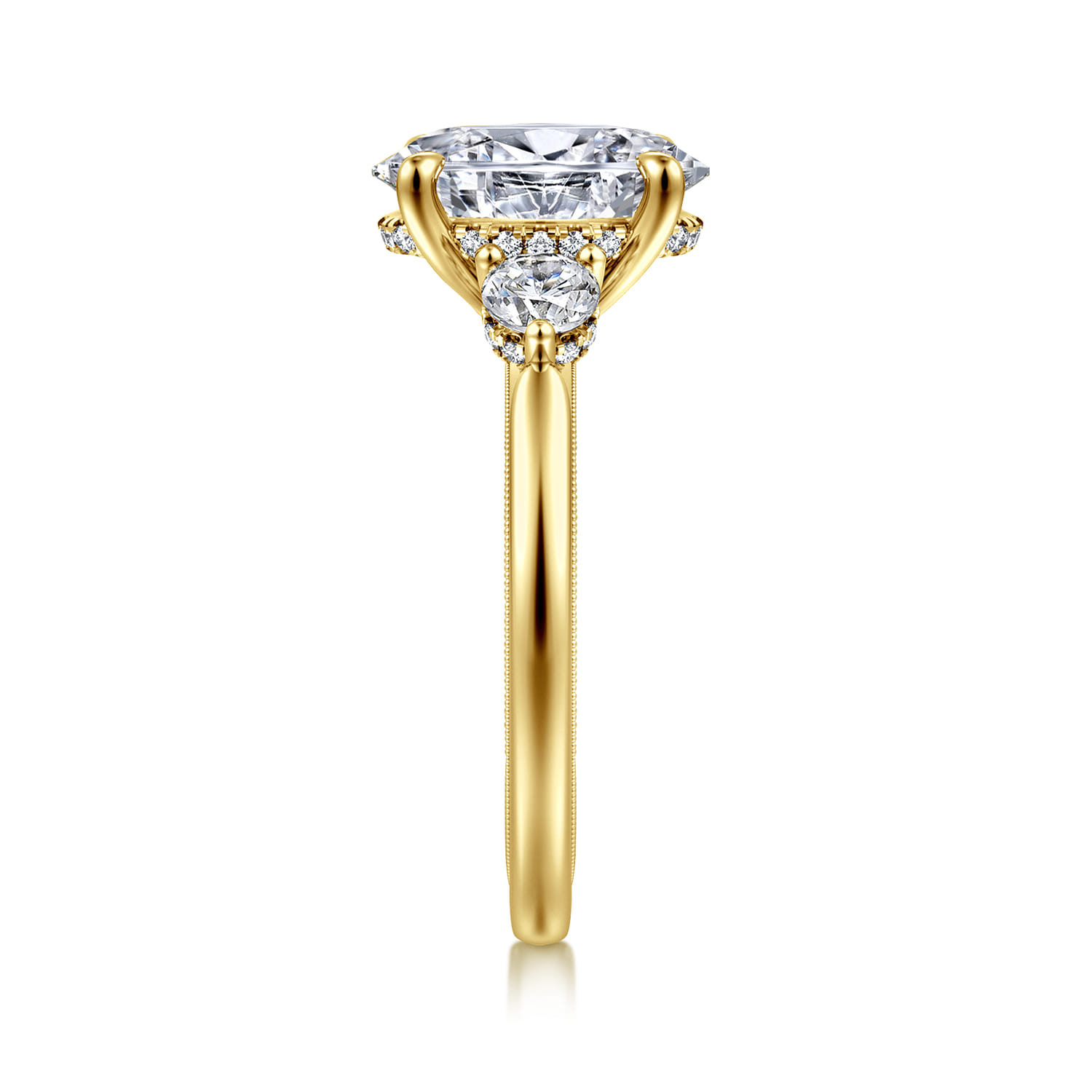 Abbi - 14K Yellow Gold Oval Three Stone Diamond Engagement Ring - 0.55 ct - Shot 5