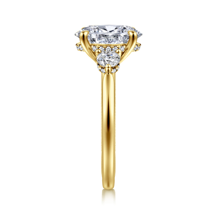 Abbi - 14K Yellow Gold Oval Three Stone Diamond Engagement Ring - 0.55 ct - Shot 5