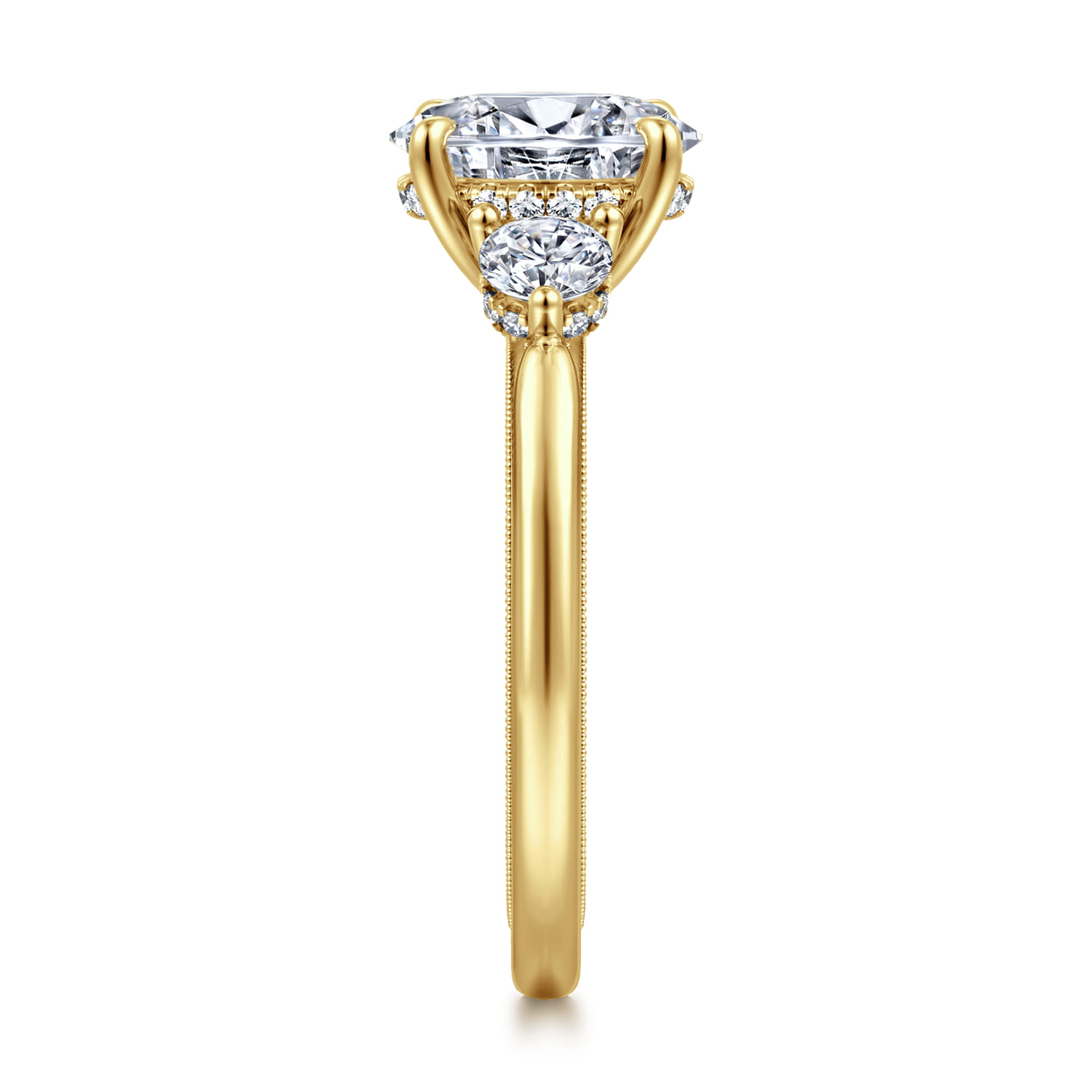 Abbi - 14K Yellow Gold Oval Three Stone Diamond Engagement Ring - 0.5 ct - Shot 4