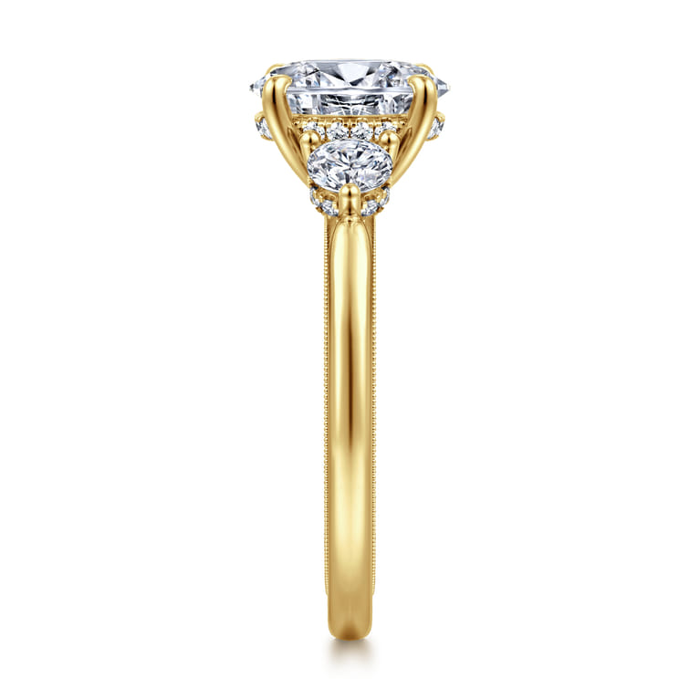 Abbi - 14K Yellow Gold Oval Three Stone Diamond Engagement Ring - 0.5 ct - Shot 4