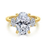 Charisa - 14K Yellow Gold Three Stone Oval Diamond Engagement Ring - 0.75 ct