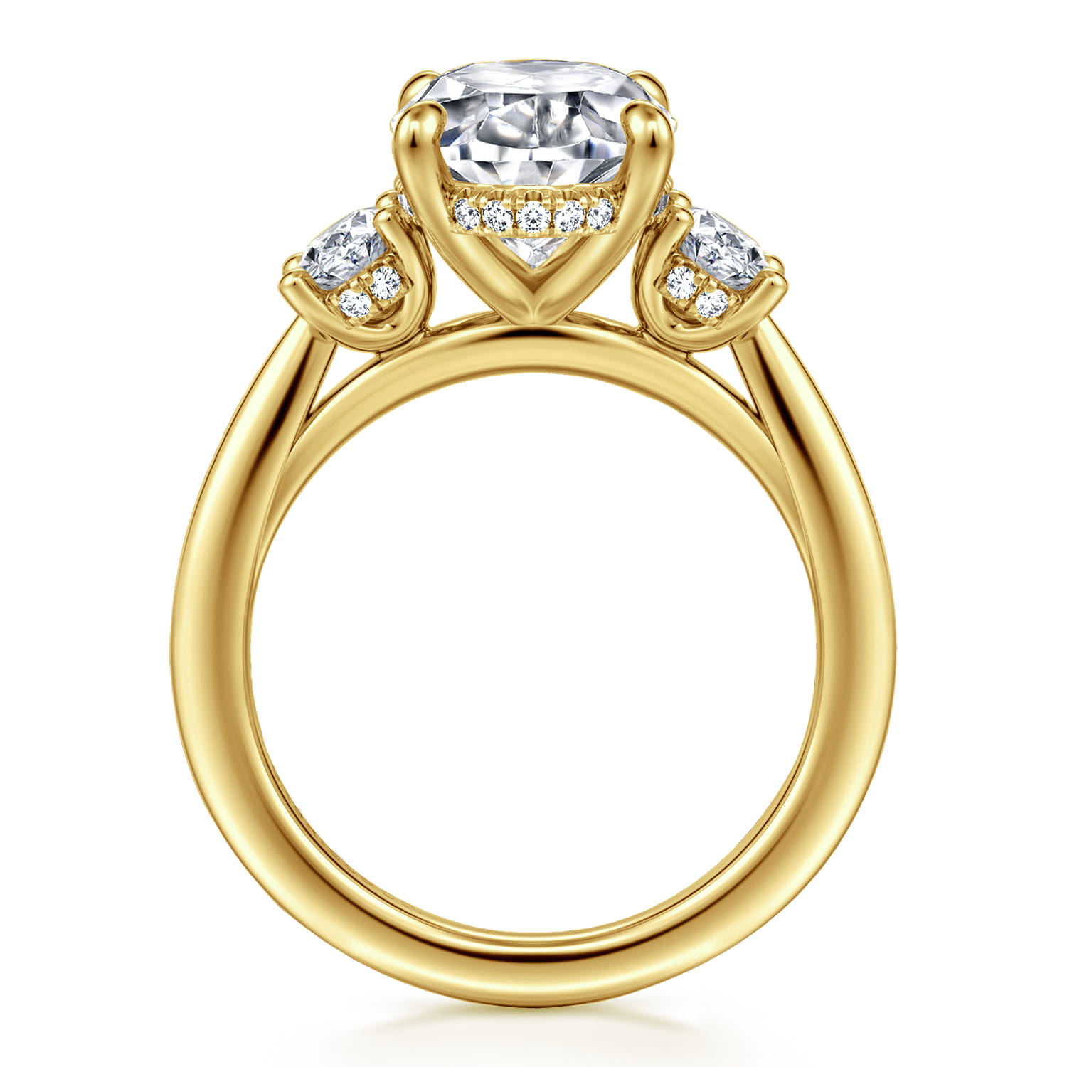 Charisa - 14K Yellow Gold Three Stone Oval Diamond Engagement Ring - 0.75 ct - Shot 2