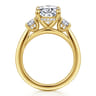 Charisa - 14K Yellow Gold Three Stone Oval Diamond Engagement Ring - 0.75 ct