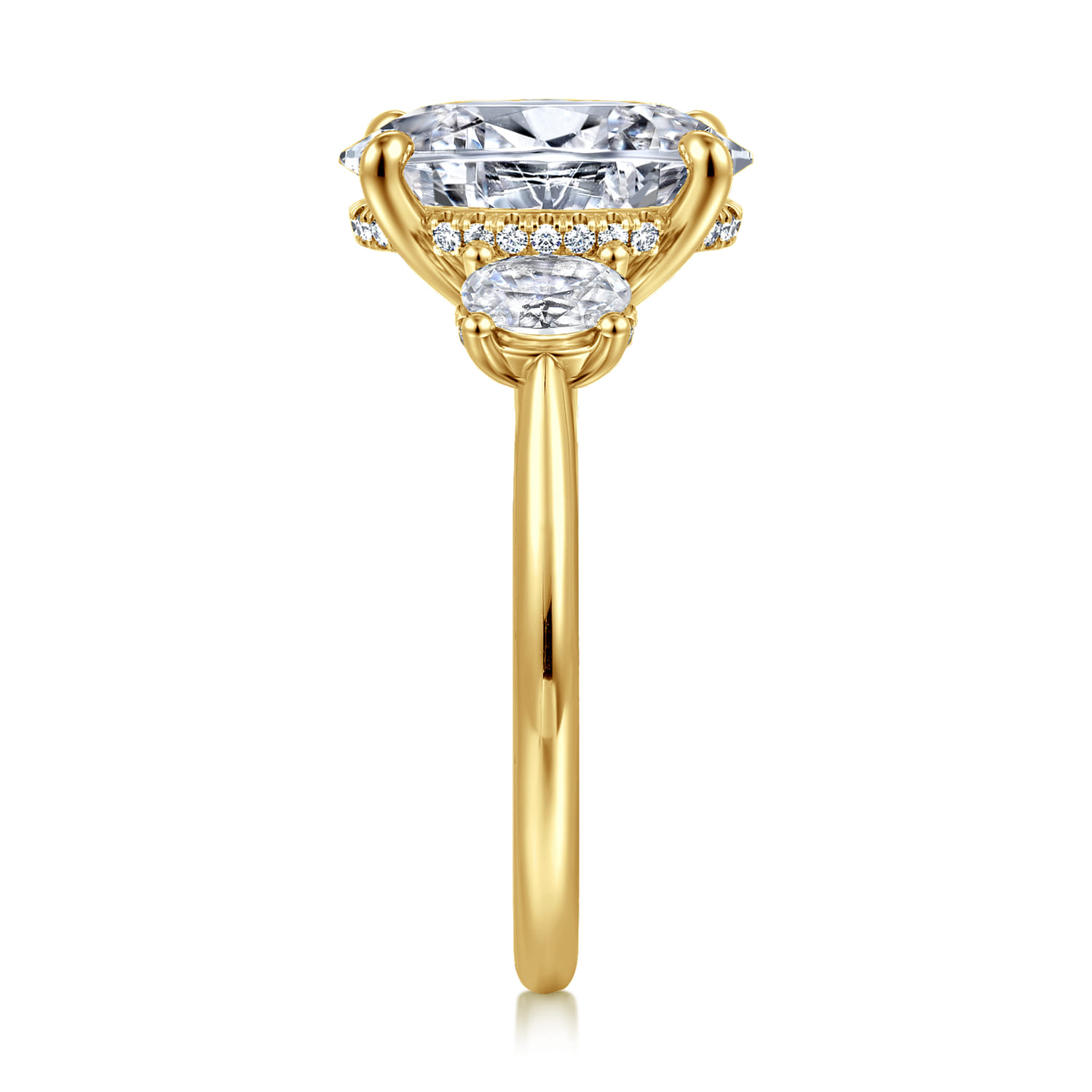 Charisa - 14K Yellow Gold Three Stone Oval Diamond Engagement Ring - 0.75 ct - Shot 4