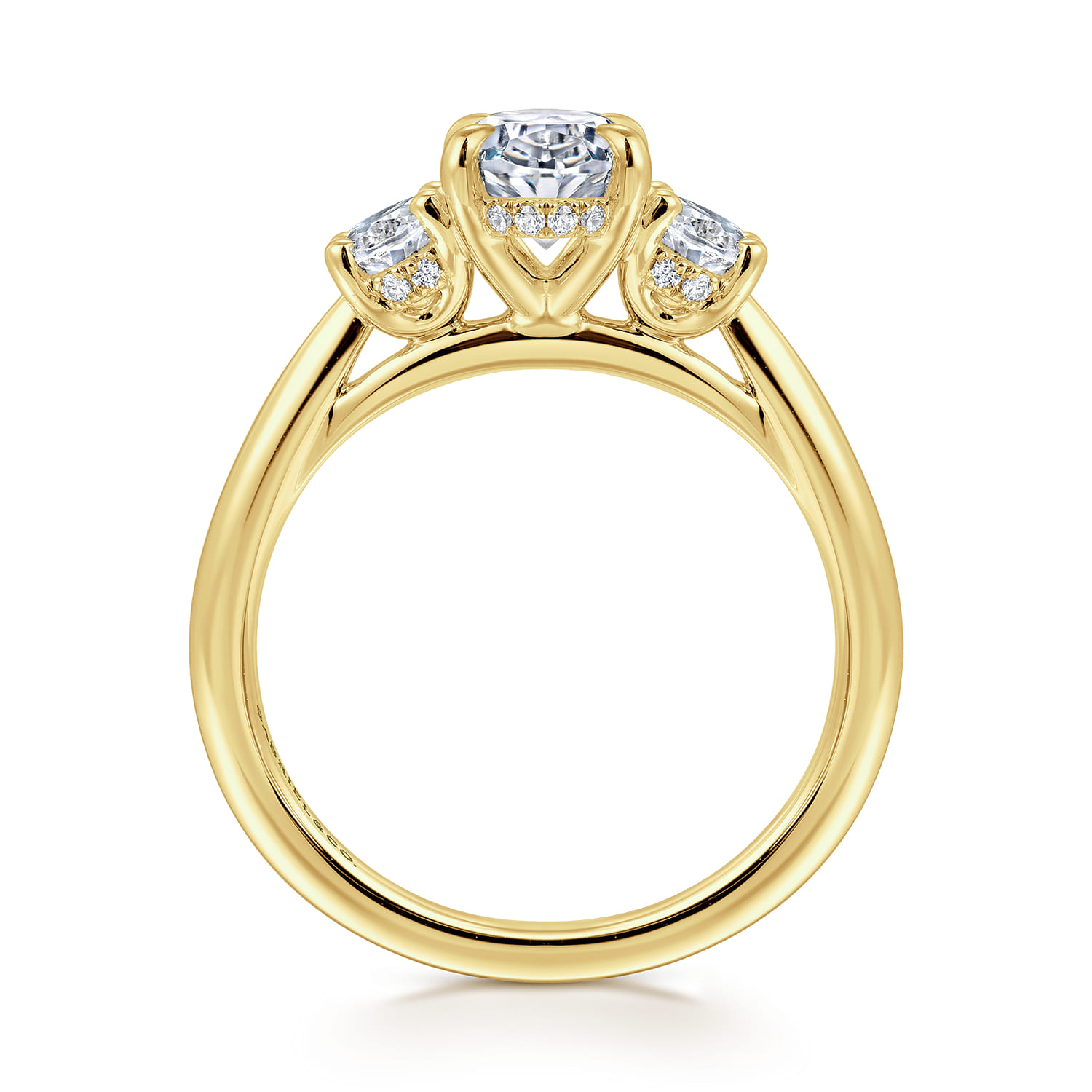 Charisa - 14K Yellow Gold Three Stone Oval Diamond Engagement Ring - 0.7 ct - Shot 2