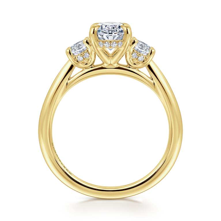 Charisa - 14K Yellow Gold Three Stone Oval Diamond Engagement Ring - 0.7 ct - Shot 2
