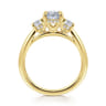 Charisa - 14K Yellow Gold Three Stone Oval Diamond Engagement Ring - 0.7 ct