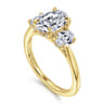 Charisa - 14K Yellow Gold Three Stone Oval Diamond Engagement Ring - 0.7 ct