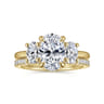 Charisa - 14K Yellow Gold Three Stone Oval Diamond Engagement Ring - 0.7 ct