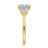 Charisa - 14K Yellow Gold Three Stone Oval Diamond Engagement Ring - 0.7 ct