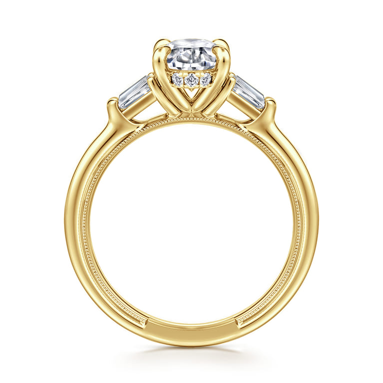 Feana - 14K Yellow Gold Oval Three Stone Diamond Engagement Ring - 0.35 ct - Shot 2
