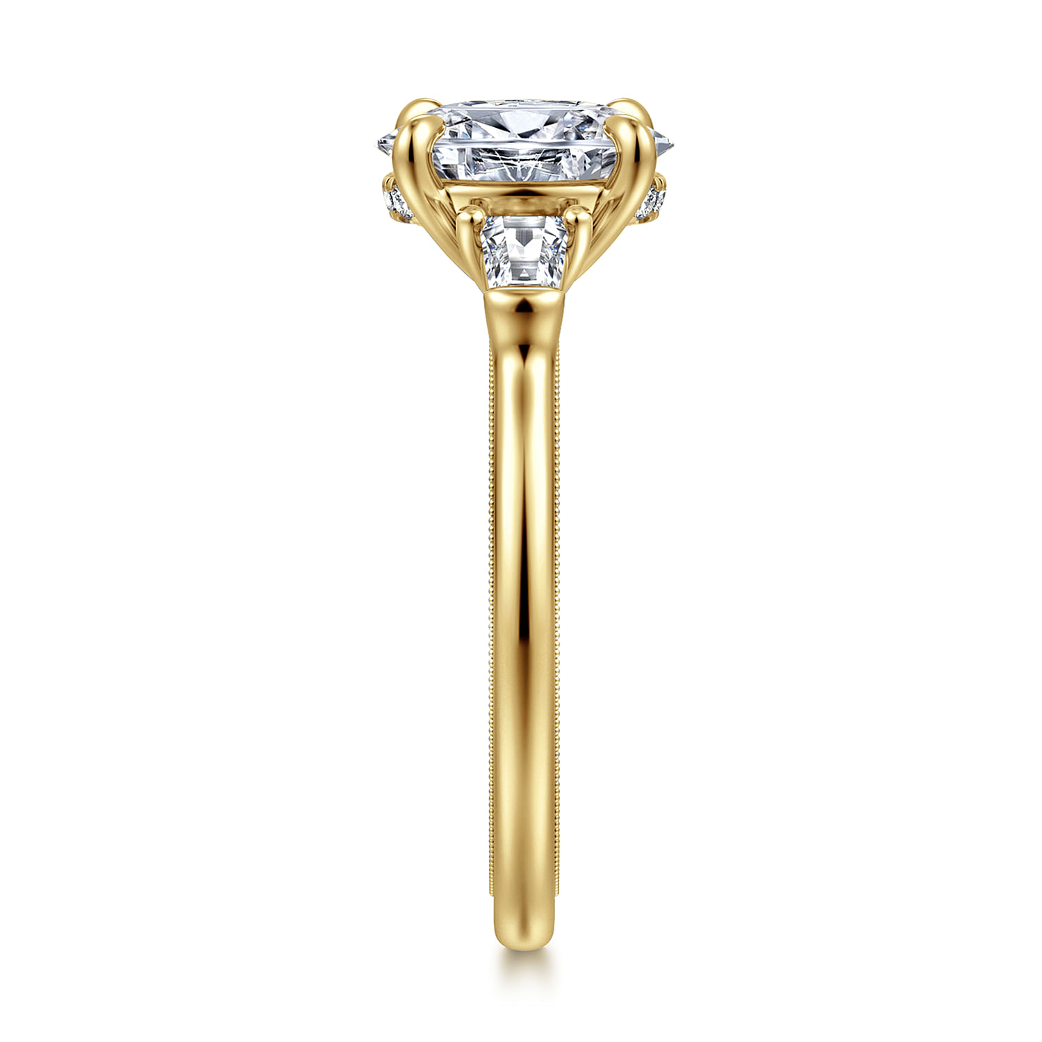 Feana - 14K Yellow Gold Oval Three Stone Diamond Engagement Ring - 0.35 ct - Shot 4