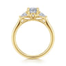 Reema - 14K Yellow Gold Oval Three Stone Lotus Diamond Engagement Ring - 0.24 ct