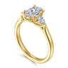 Reema - 14K Yellow Gold Oval Three Stone Lotus Diamond Engagement Ring - 0.24 ct