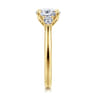 Reema - 14K Yellow Gold Oval Three Stone Lotus Diamond Engagement Ring - 0.24 ct