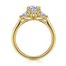 Reema - 14K Yellow Gold Oval Three Stone Lotus Diamond Engagement Ring - 0.24 ct