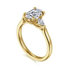 Reema - 14K Yellow Gold Oval Three Stone Lotus Diamond Engagement Ring - 0.24 ct