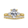 Reema - 14K Yellow Gold Oval Three Stone Lotus Diamond Engagement Ring - 0.24 ct