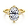 Charli - 14K Yellow Gold Bezel Prong Oval Three Stone Diamond Engagement Ring - 0.09 ct
