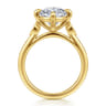 Charli - 14K Yellow Gold Bezel Prong Oval Three Stone Diamond Engagement Ring - 0.09 ct
