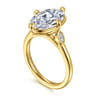 Charli - 14K Yellow Gold Bezel Prong Oval Three Stone Diamond Engagement Ring - 0.09 ct