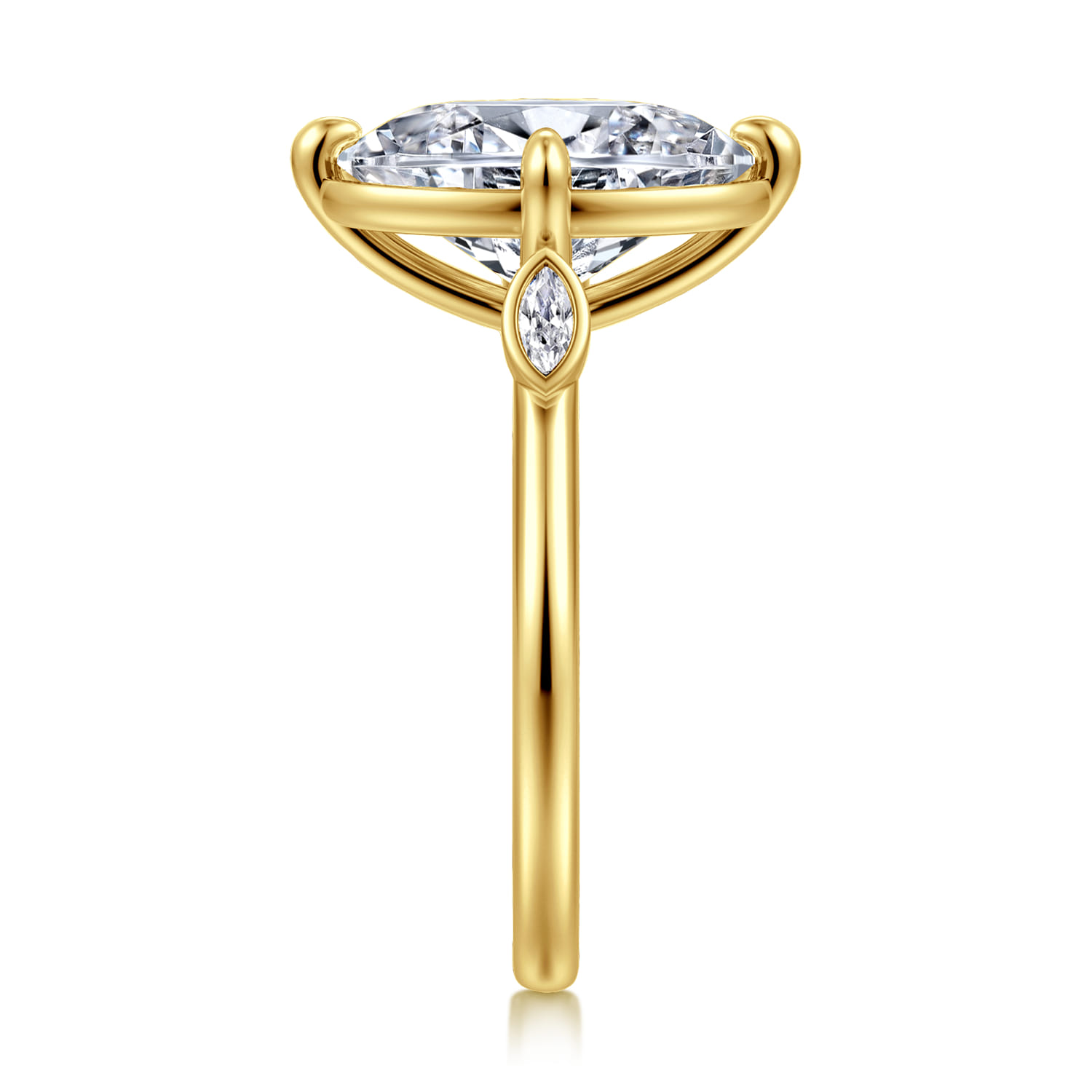 Charli - 14K Yellow Gold Bezel Prong Oval Three Stone Diamond Engagement Ring - 0.09 ct - Shot 4