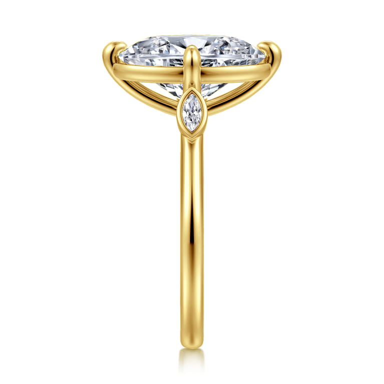 Charli - 14K Yellow Gold Bezel Prong Oval Three Stone Diamond Engagement Ring - 0.09 ct - Shot 4